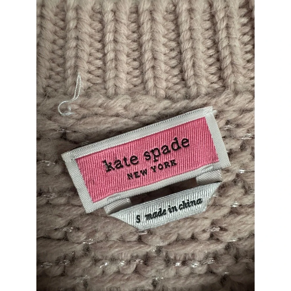 Kate Spade New York Jewel‎ Button Textured Cardigan Wool Blend Pink Women's S